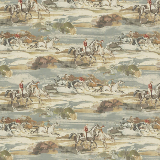 FD294-H57 MORNING GALLOP LINEN BLUE/SAND MULBERRY Fabrics Drapery Upholstery