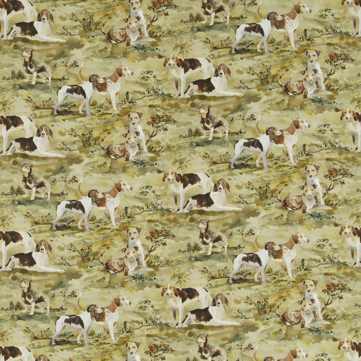 FD296-Y101 MULBERRY HOUNDS LINEN MULTI MULBERRY Fabrics Drapery Upholstery