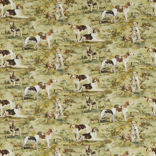 FD296-Y101 MULBERRY HOUNDS LINEN MULTI MULBERRY Fabrics Drapery Upholstery