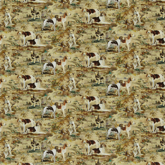 FD297-Y101 MULBERRY HOUNDS VELVET MULTI MULBERRY Fabrics Drapery Upholstery