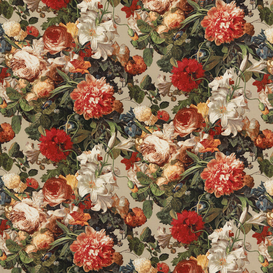 FD301-T30 FLORAL POMPADOUR SPICE MULBERRY Fabrics Drapery Upholstery