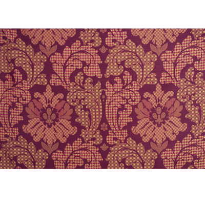 FD591-V102 PATCHWORK DAMASK SILK RED/GOLD MULBERRY DRAPERY