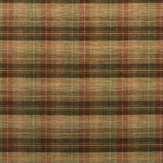 FD598-P13 CLAN CHENILLE BURNT ORANGE/GREEN/NUTMEG MULBERRY UPHOLSTERY