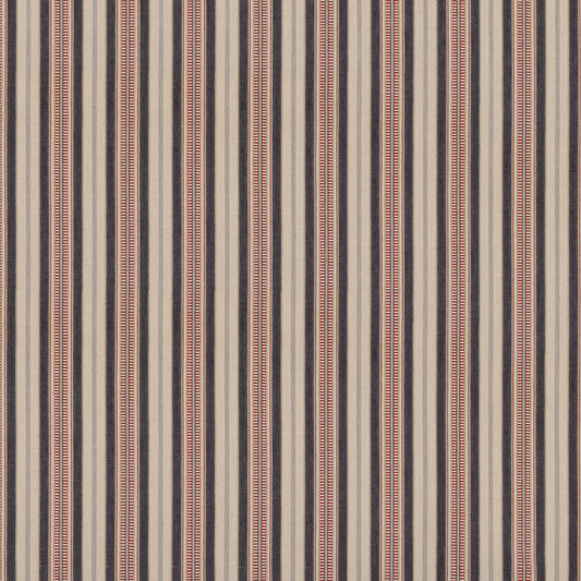 FD820-G103 SHELTER STRIPE INDIGO/RED MULBERRY Fabrics Drapery Upholstery