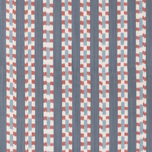 FD822-G103 WAYFARER STRIPE BLUE/RED MULBERRY Fabrics Drapery Upholstery