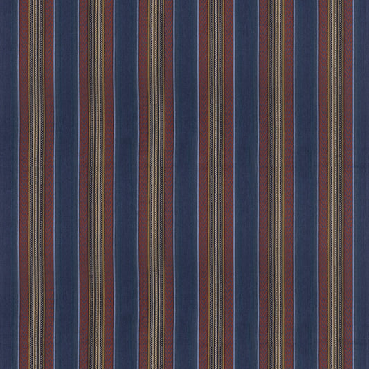 FD827-G103 WESTERLY STRIPE INDIGO/RED MULBERRY Fabrics Drapery Upholstery