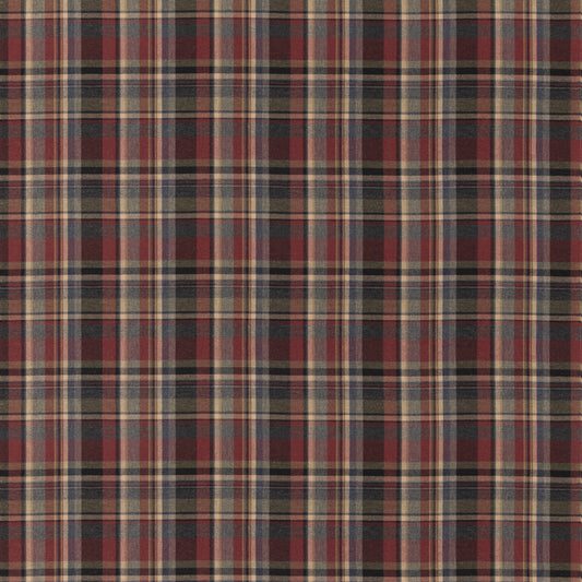FD838-A44 LINDISFARNE PLAID CHARCOAL/RED MULBERRY Fabrics Drapery Upholstery