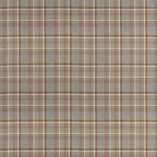 FD838-L33 LINDISFARNE PLAID FAWN/AQUA MULBERRY Fabrics Drapery Upholstery