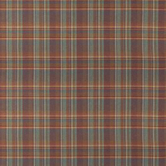 FD838-V87 LINDISFARNE PLAID RED/TEAL MULBERRY Fabrics Drapery Upholstery