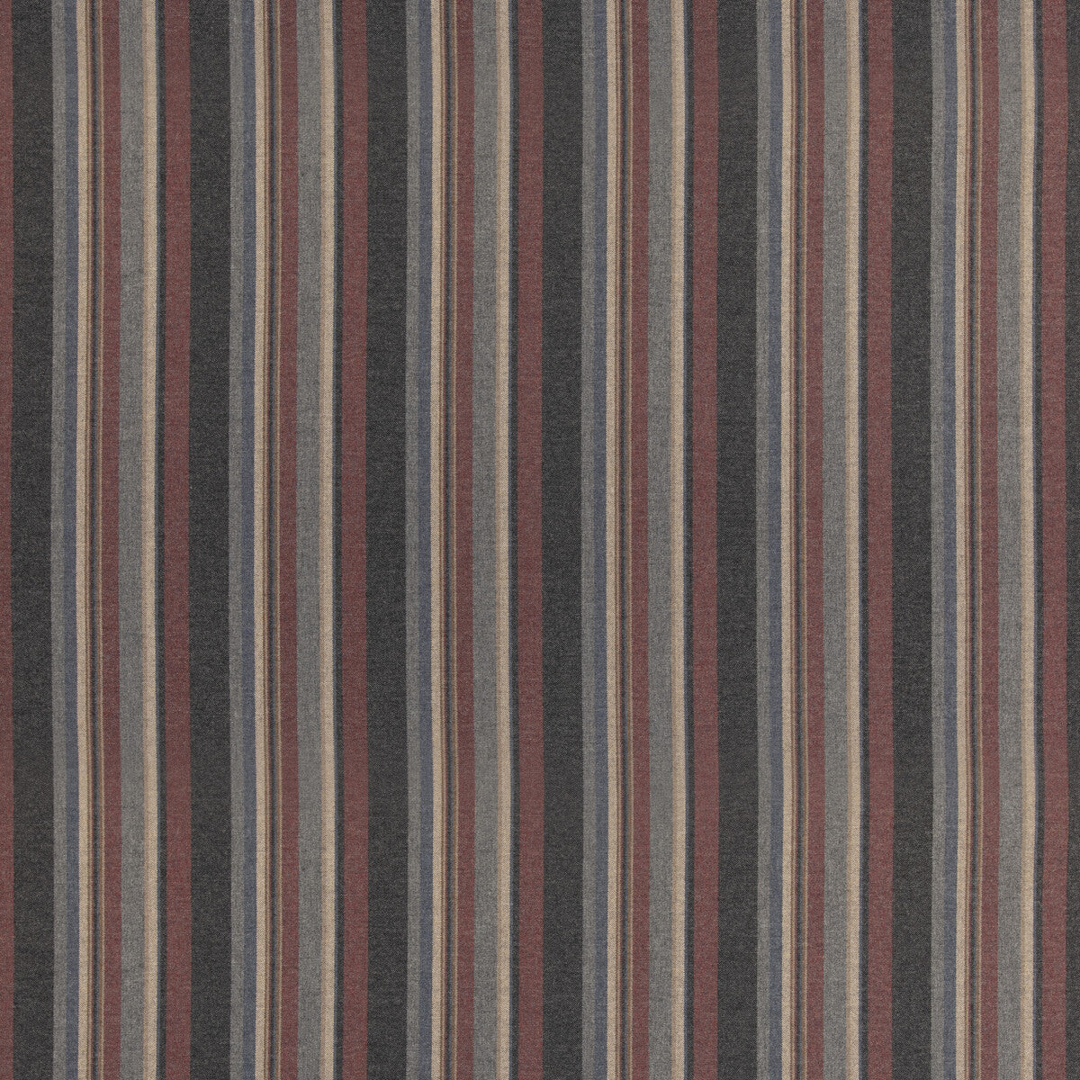 FD839-A44 LINDISFARNE STRIPE CHARCOAL/RED MULBERRY Fabrics Drapery Upholstery