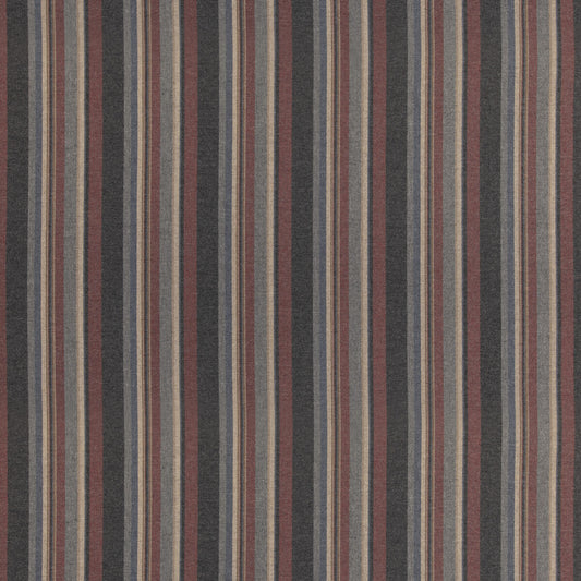 FD839-A44 LINDISFARNE STRIPE CHARCOAL/RED MULBERRY Fabrics Drapery Upholstery