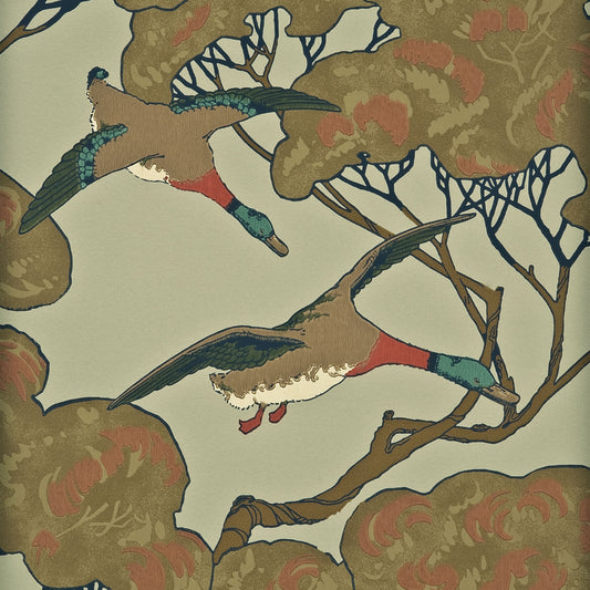 FG066-H22 MULBERRY FLYING DUCKS SKY/MOSS