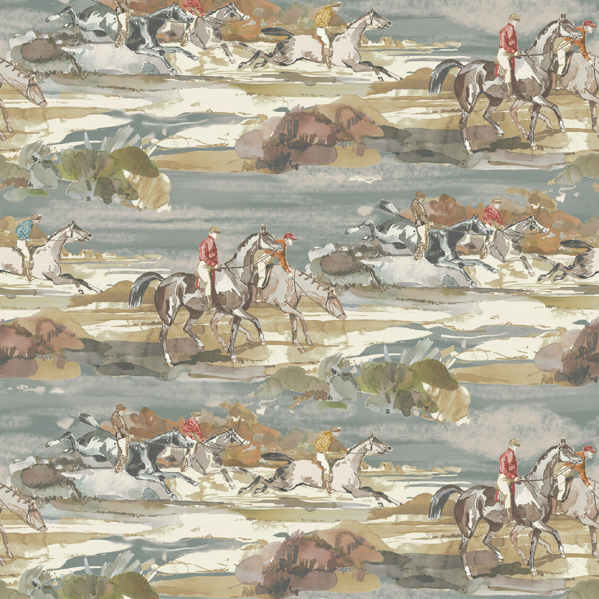 FG097-H57 MORNING GALLOP BLUE/SAND MULBERRY Wallpaper