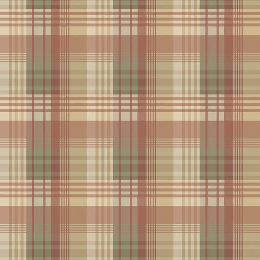 FG100-R114 MULBERRY ANCIENT TARTAN LOVAT/RED MULBERRY Wallpaper