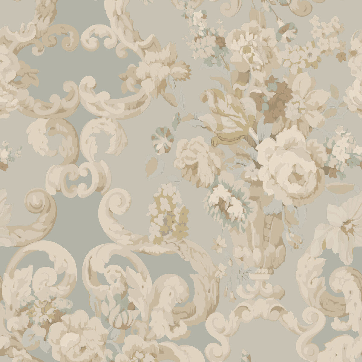 FG103-R104 FLORAL ROCOCO AQUA MULBERRY Wallpaper
