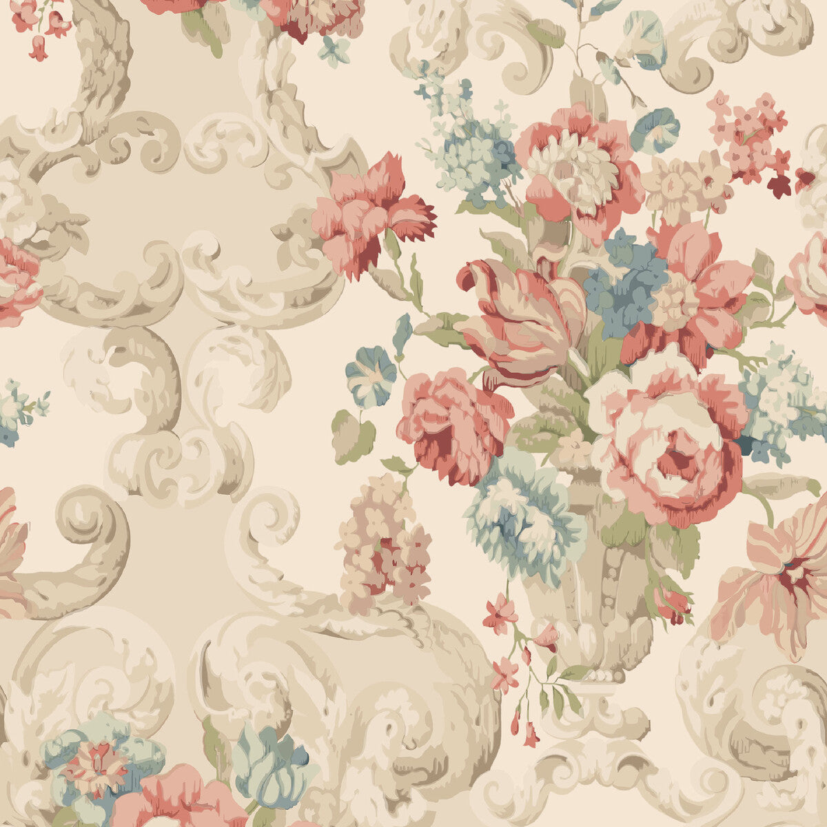 FG103-V117 FLORAL ROCOCO RED/GREEN MULBERRY Wallpaper