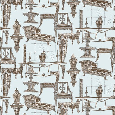 GDT5187-004 BLANCA AZUL/CHOCOLATE GASTON Y DANIELA Fabrics Drapery Upholstery