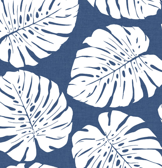 HG10502 Harry & Grace Harry & Grace Peel and Stick Wallpaper Monstera Leaf Blue