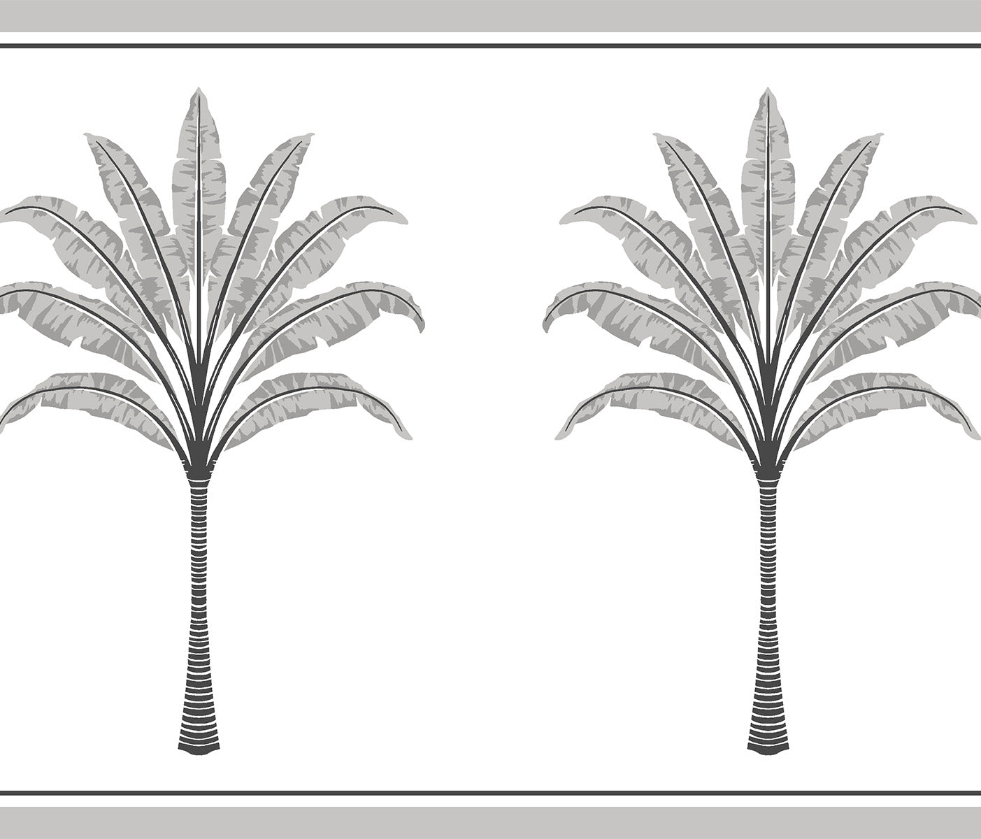 HG10808B Harry & Grace Harry & Grace Peel and Stick Wallpaper Montgomery Palm Border Harbor Grey