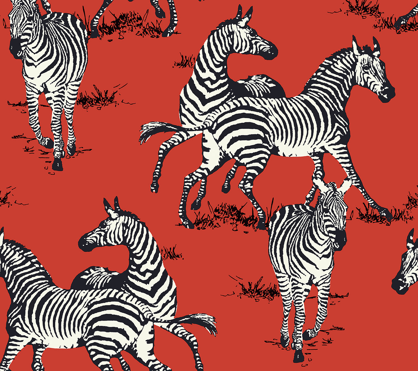 HG11101 Harry & Grace Harry & Grace Peel and Stick Wallpaper Playful Zebras Red