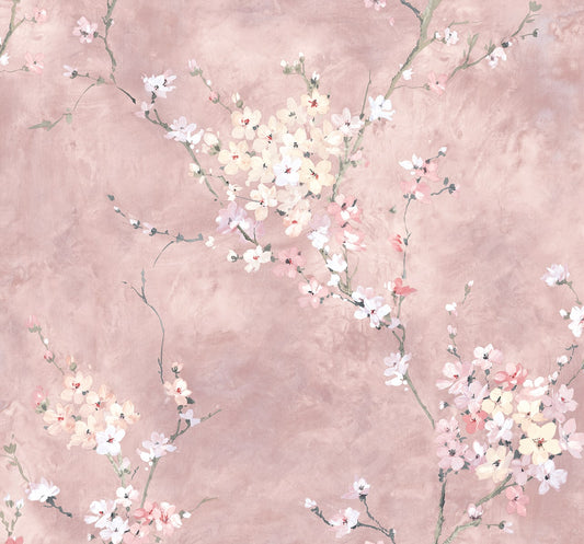 HG11801 Harry & Grace Harry & Grace Peel and Stick Wallpaper Floral Blossom Dusty Rose
