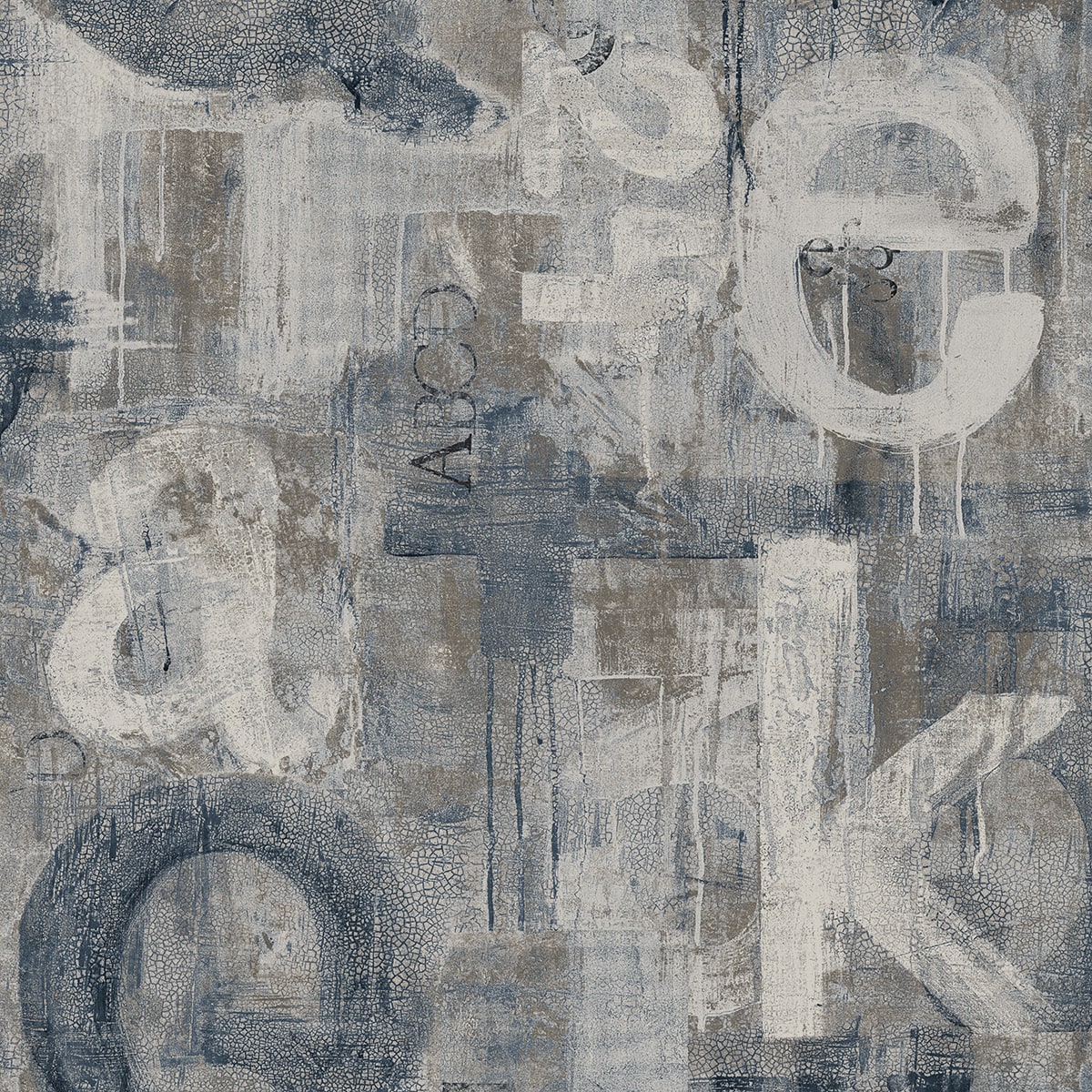 HG12002 Harry & Grace Harry & Grace Peel and Stick Wallpaper Graphic Letters Steel Blue & Mocha
