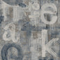 HG12002 Harry & Grace Harry & Grace Peel and Stick Wallpaper Graphic Letters Steel Blue & Mocha