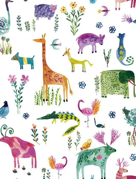 HG12800 Harry & Grace Harry & Grace Peel and Stick Wallpaper Animals Off-White