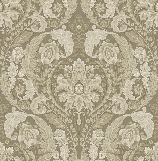 HG12905 Harry & Grace Harry & Grace Peel and Stick Wallpaper Thornton Vintage Damask Latte