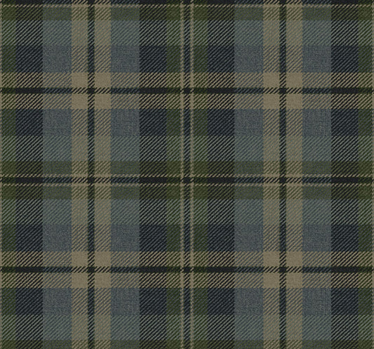 HG13102 Harry & Grace Harry & Grace Peel and Stick Wallpaper Thornbury Tailored Plaid Deep Sea