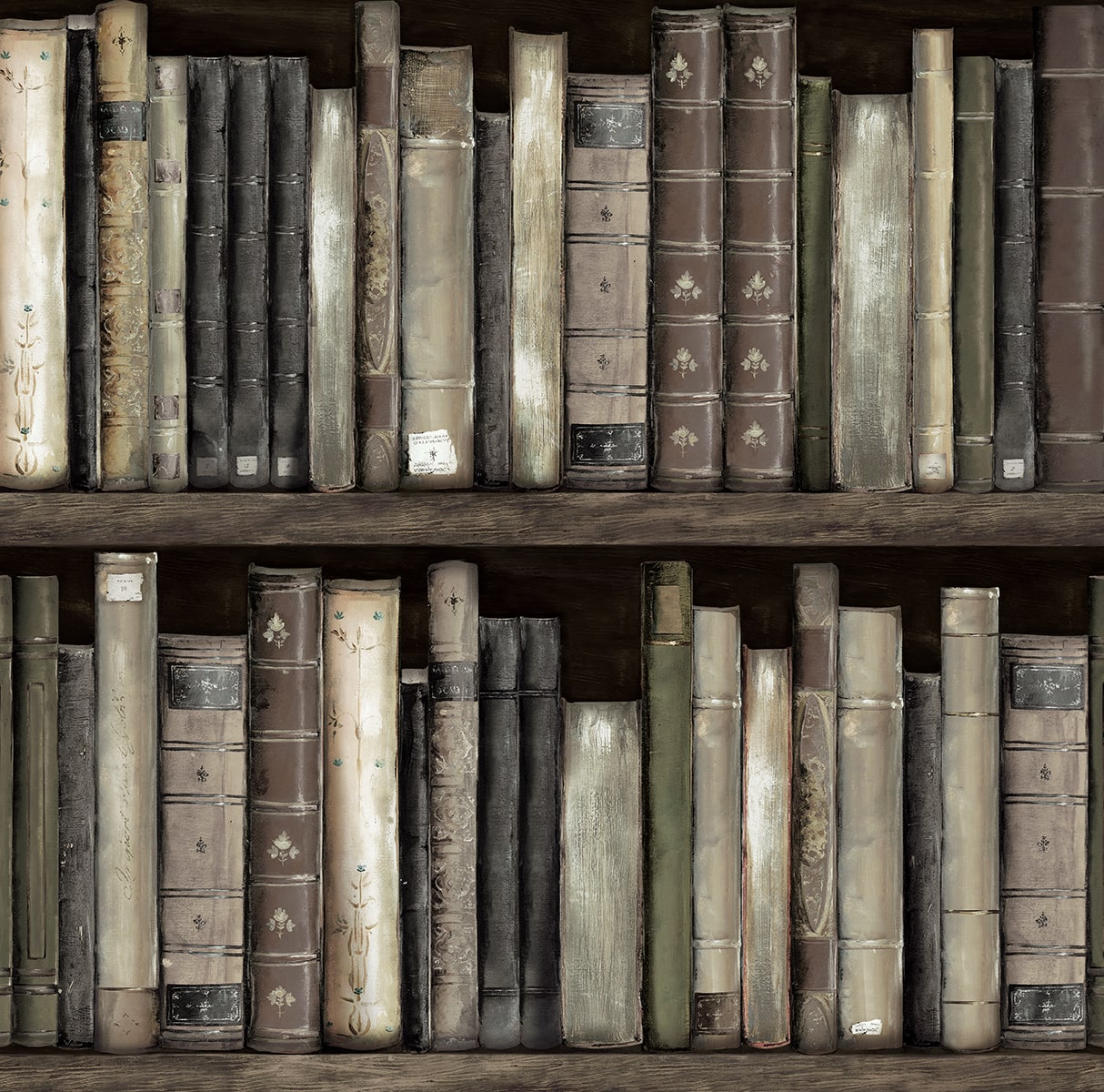 HG13200 Harry & Grace Harry & Grace Peel and Stick Wallpaper Faux Bookshelves Shale