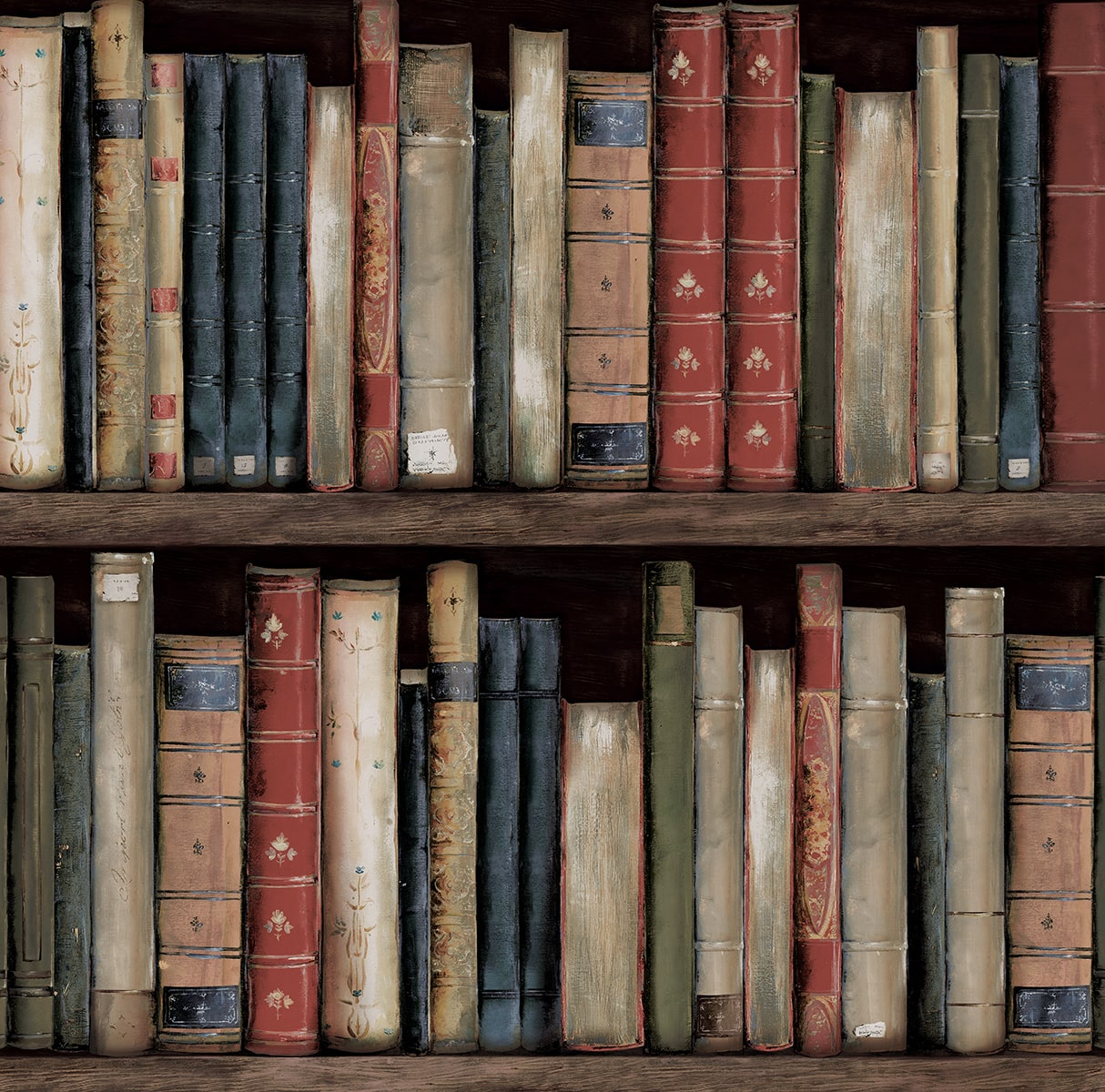 HG13205 Harry & Grace Harry & Grace Peel and Stick Wallpaper Faux Bookshelves Earth & Ember