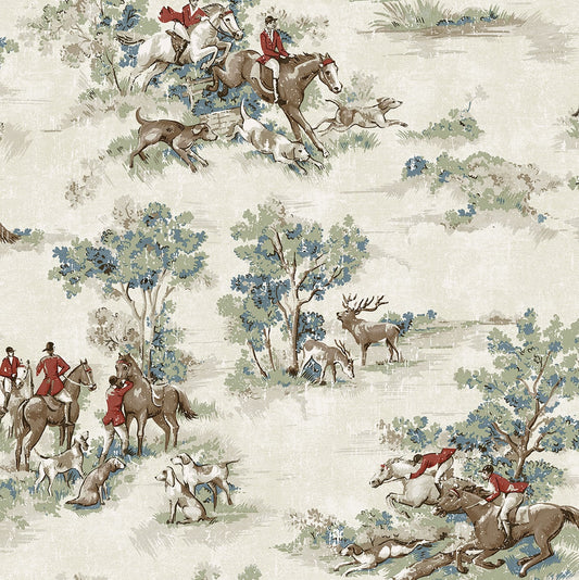 HG13802 Harry & Grace Harry & Grace Peel and Stick Wallpaper Horse Race Bluestone & Garnet