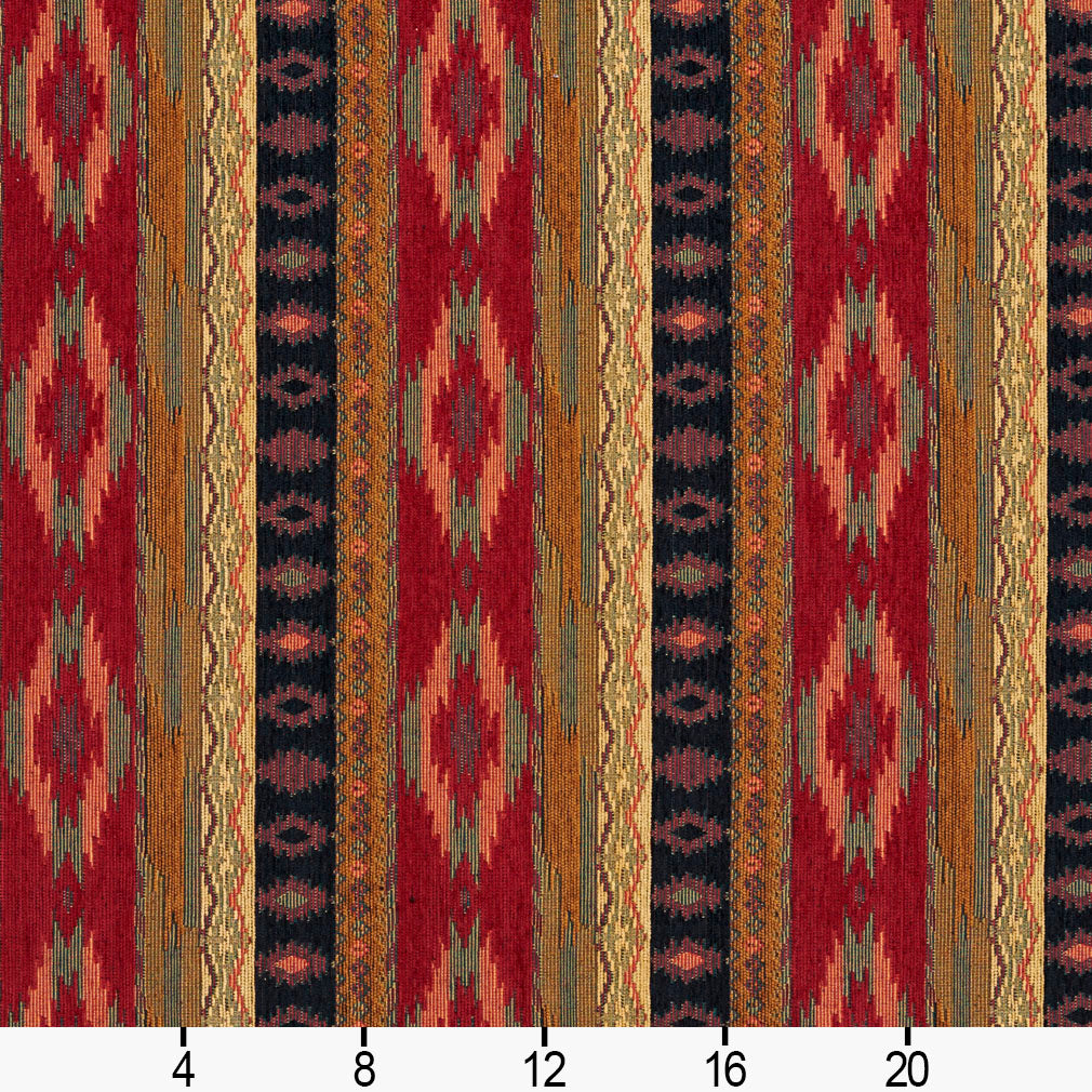 I9400-29 Global,Southwestern,Stripe nan Red & Burgundy Charlotte Fabrics