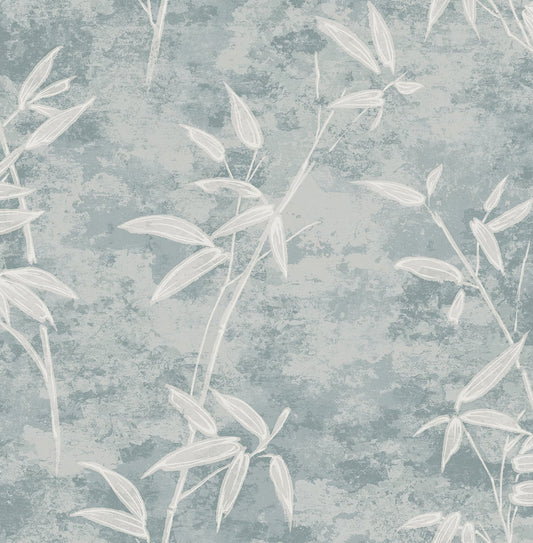 JP10912 Seabrook Designs Japandi Style Wallpaper Honshu Bamboo Blue Smoke