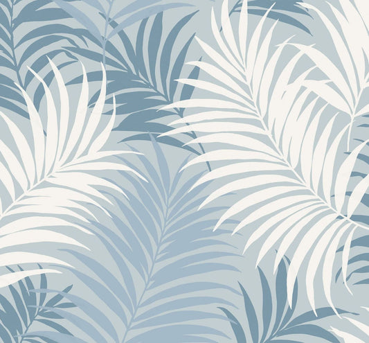 LN10102 Lillian August Luxe Retreat Wallpaper Via Palma Blue Frost, Carolina Blue, and Air Force Blue