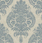 LN10402 Lillian August Luxe Retreat Wallpaper Antigua Damask Air Force Blue and Alabaster