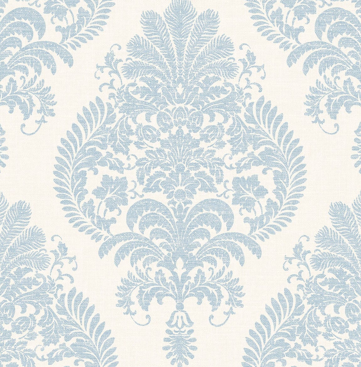 LN10412 Lillian August Luxe Retreat Wallpaper Antigua Damask Blue Frost and Bone White
