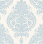 LN10412 Lillian August Luxe Retreat Wallpaper Antigua Damask Blue Frost and Bone White
