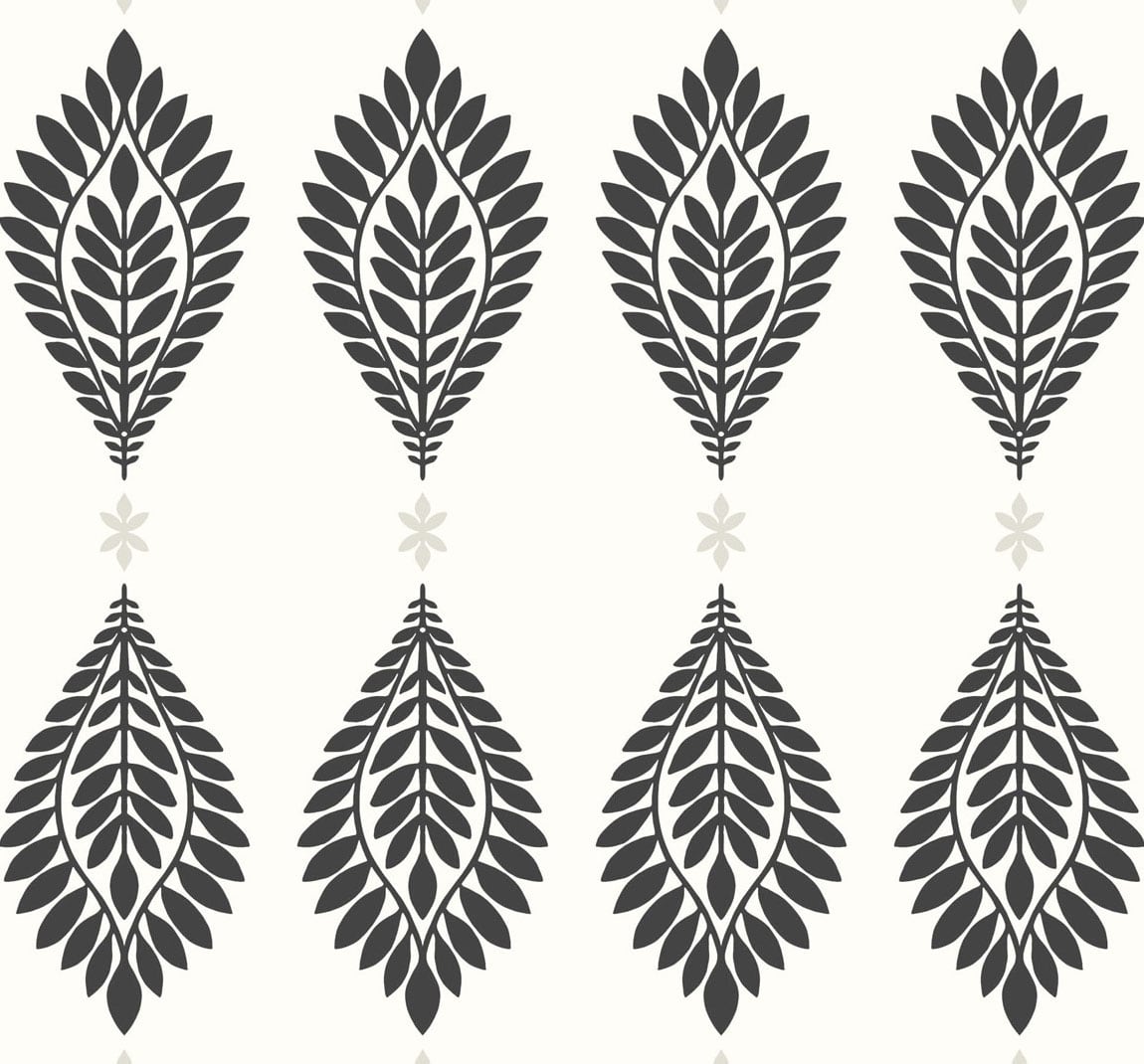 LN10600 Lillian August Luxe Retreat Wallpaper Mirasol Palm Frond Ebony and Eggshell