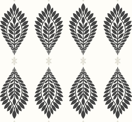 LN10600 Lillian August Luxe Retreat Wallpaper Mirasol Palm Frond Ebony and Eggshell