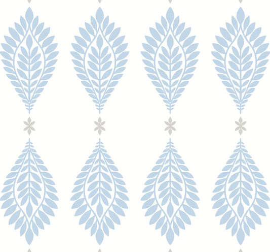 LN10602 Lillian August Luxe Retreat Wallpaper Mirasol Palm Frond Carolina Blue and Eggshell