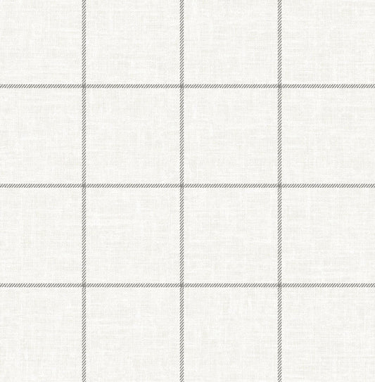 LN10700 Lillian August Luxe Retreat Wallpaper Linen Check Alabaster and Wrought Iron