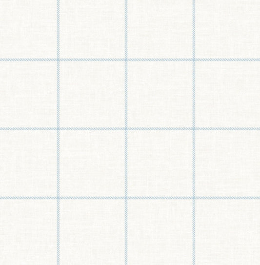 LN10712 Lillian August Luxe Retreat Wallpaper Linen Check Blue  Frost and Bone White