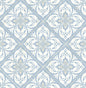 LN11002 Lillian August Luxe Retreat Wallpaper Plumosa Tile Carolina Blue and Arrowroot