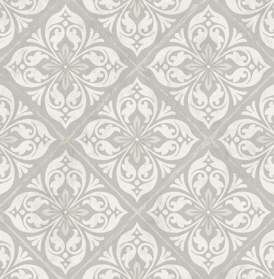LN11008 Lillian August Luxe Retreat Wallpaper Plumosa Tile Cove Gray and Silver