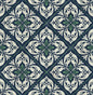 LN11012 Lillian August Luxe Retreat Wallpaper Plumosa Tile Midnight Blue and Spearmint