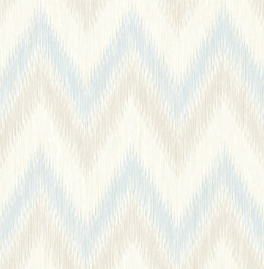 LN11212 Lillian August Luxe Retreat Wallpaper Regent Flamestitch Stringcloth Sky Blue and Arrowroot