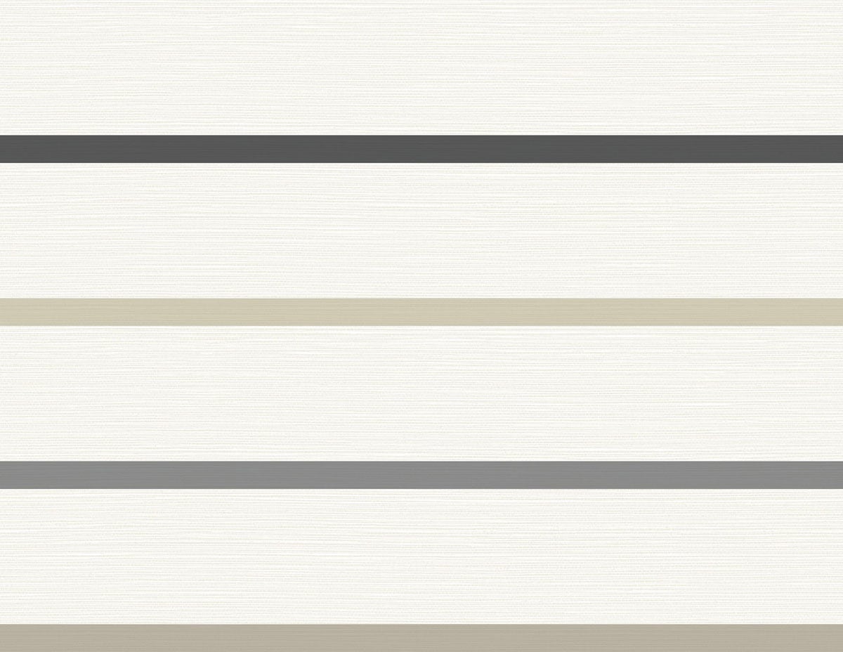 LN11400 Lillian August Luxe Retreat Wallpaper Crew Stripe Ivory, Wrought Iron, and Sand Dollar