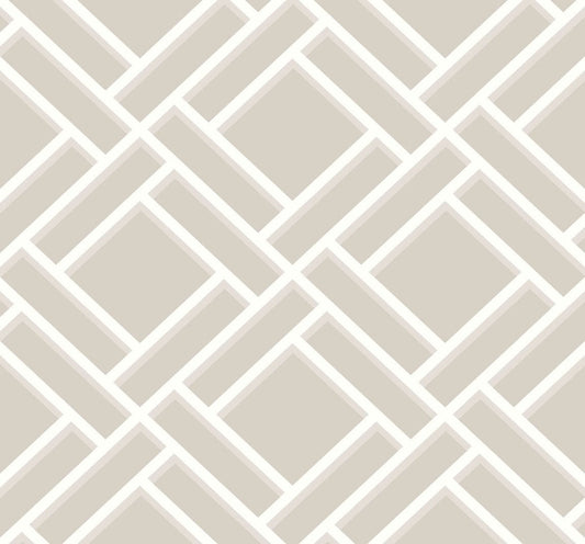 LN11508 Lillian August Luxe Retreat Wallpaper Block Trellis Cove Gray and Fog